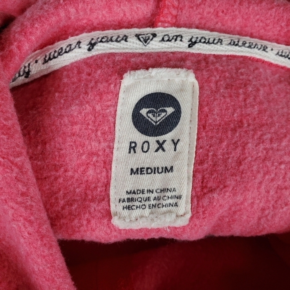 Roxy Hoodie Zipper Front Pink Size Medium Logo - Picture 2 of 9